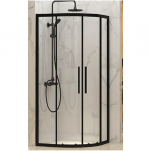 Душевое ограждение Comforty A 511, прозрачное стекло, чёрный профиль, 90×90×195 см