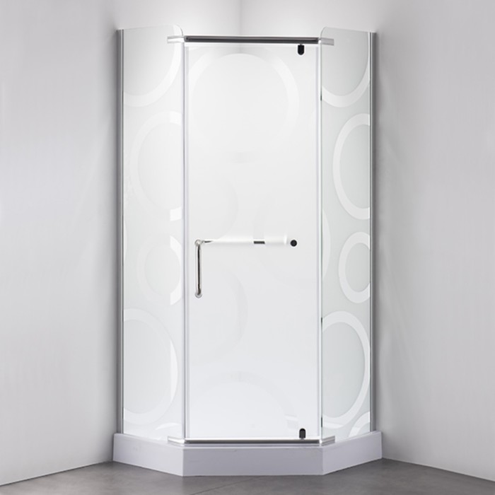 Душевое ограждение Comforty 31NR, матовое стекло с рисунком круги, 90×90×197.5 см